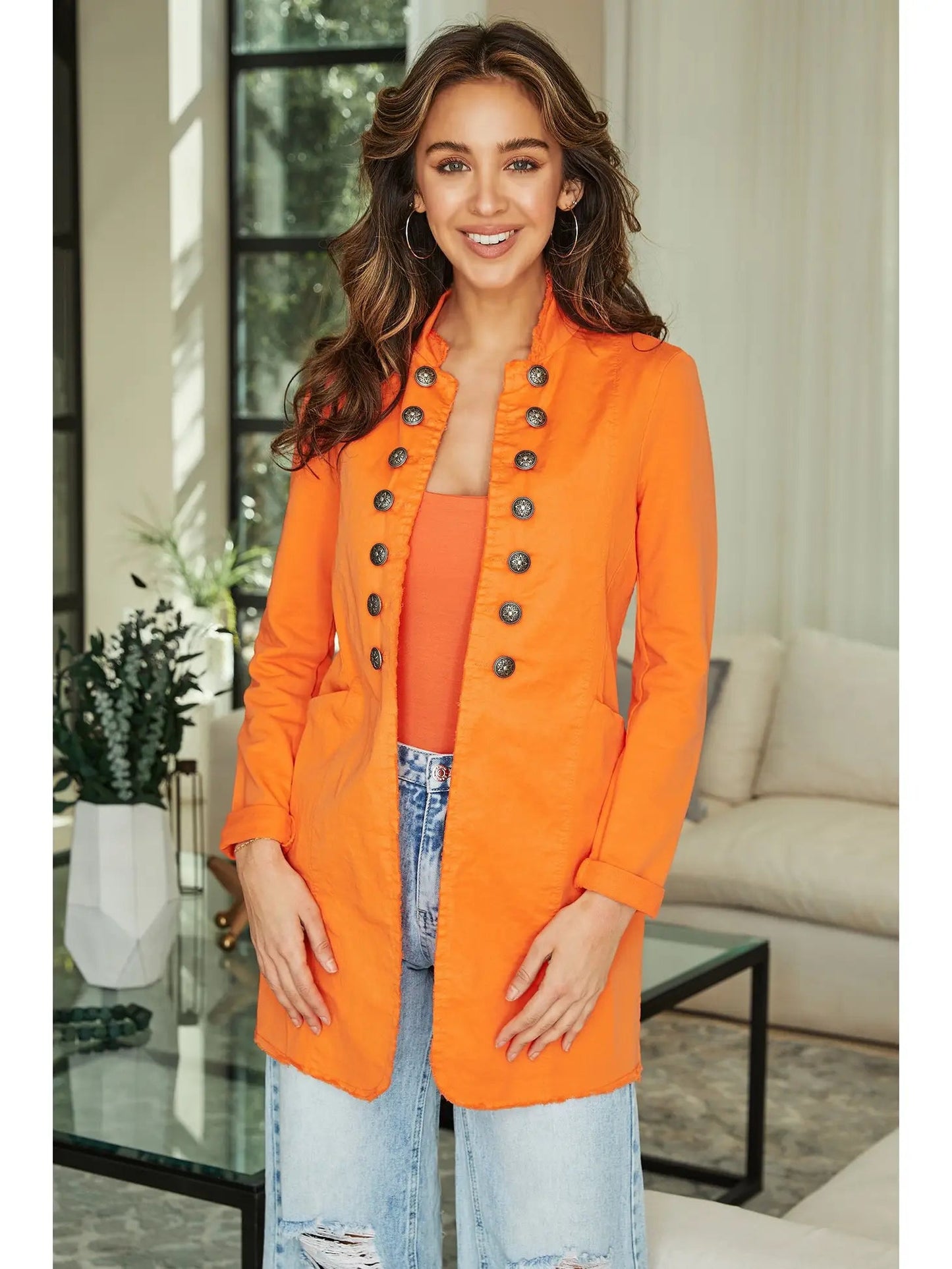 Venti6 Orange Long Women Jacket Venti6