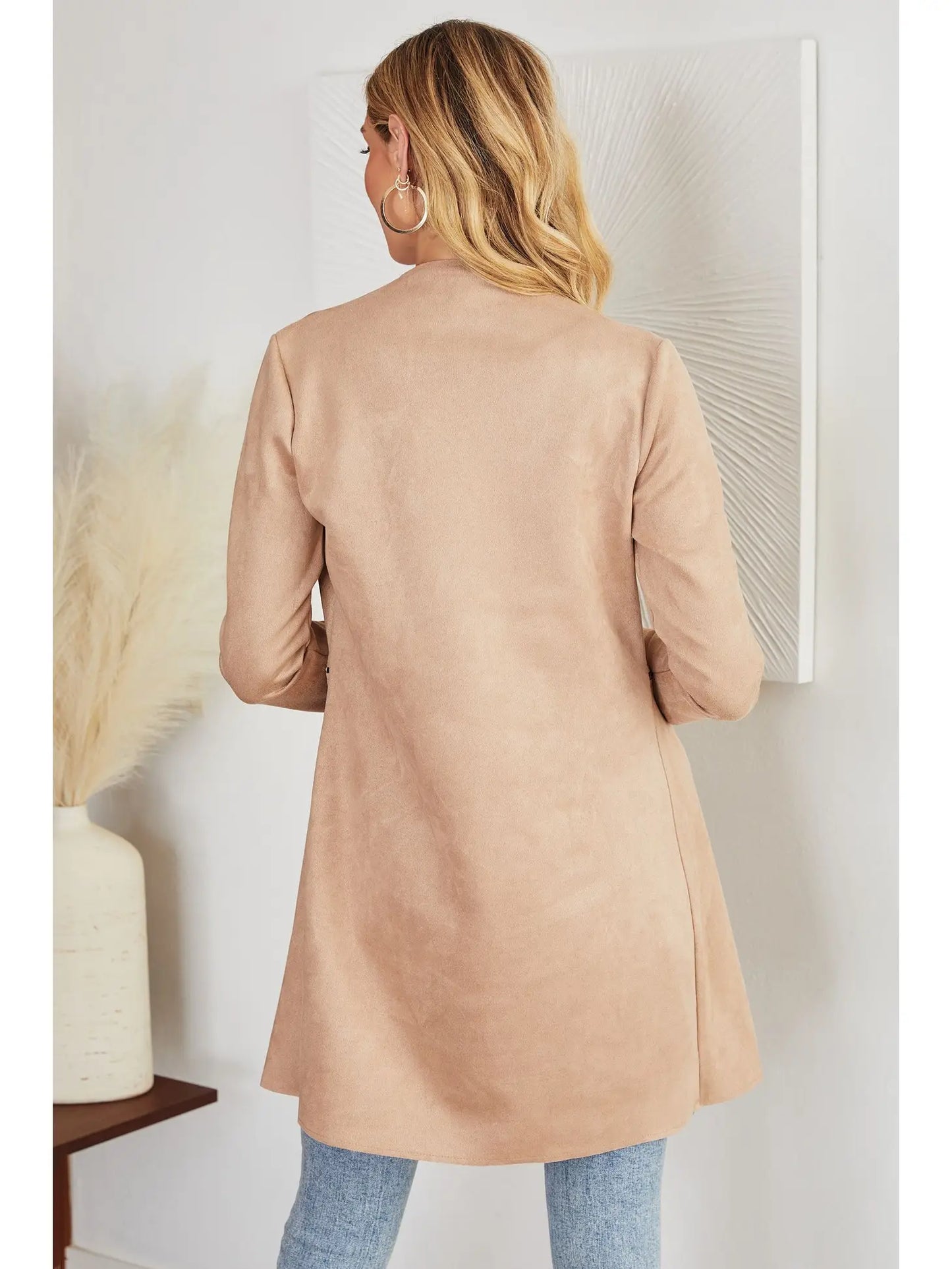 Venti6 Zipper Detail Suede Trench Coat - Above The Crowd Boutique