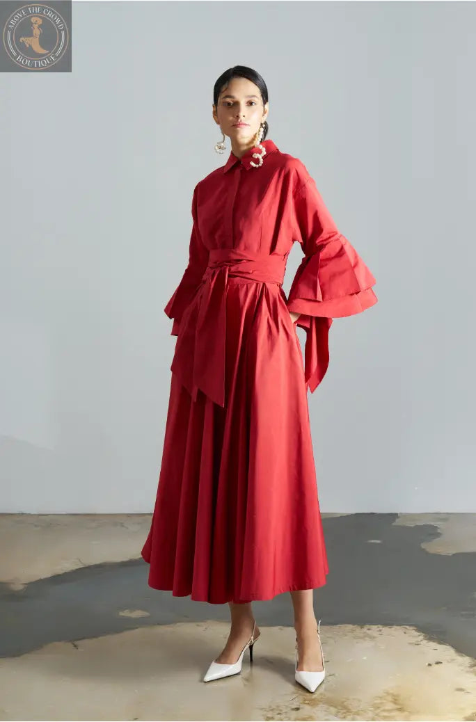 Women Belted Taffeta Dress 25SS-BC6003 Bize