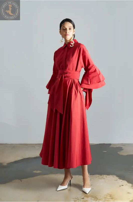 Women Belted Taffeta Dress 25SS-BC6003 Bize