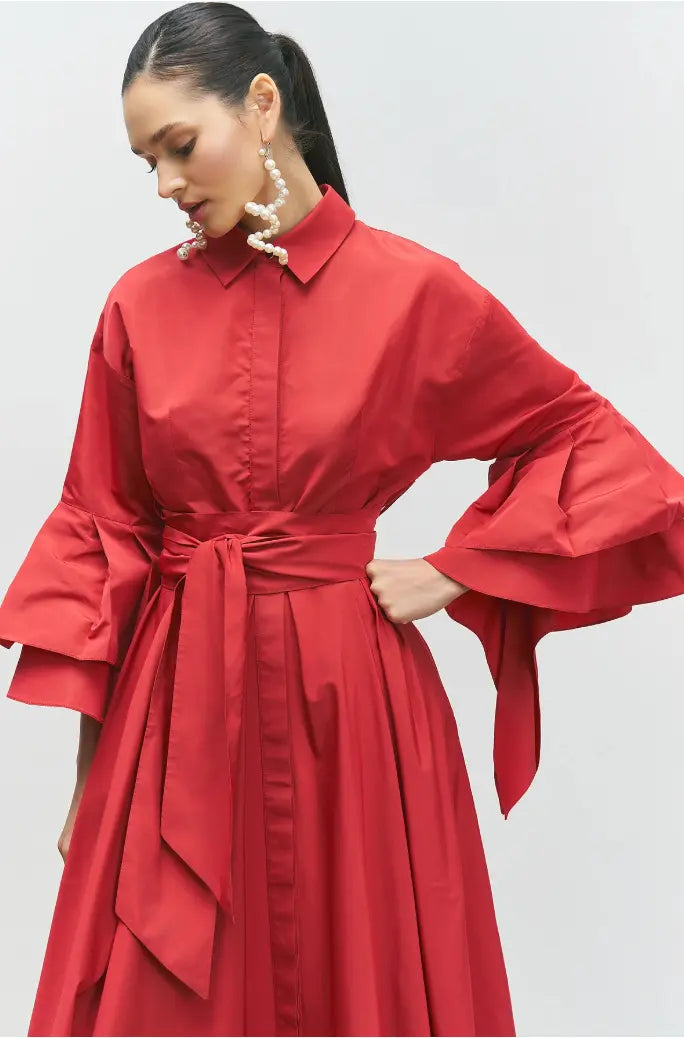 Women Belted Taffeta Dress 25SS-BC6003 Bize