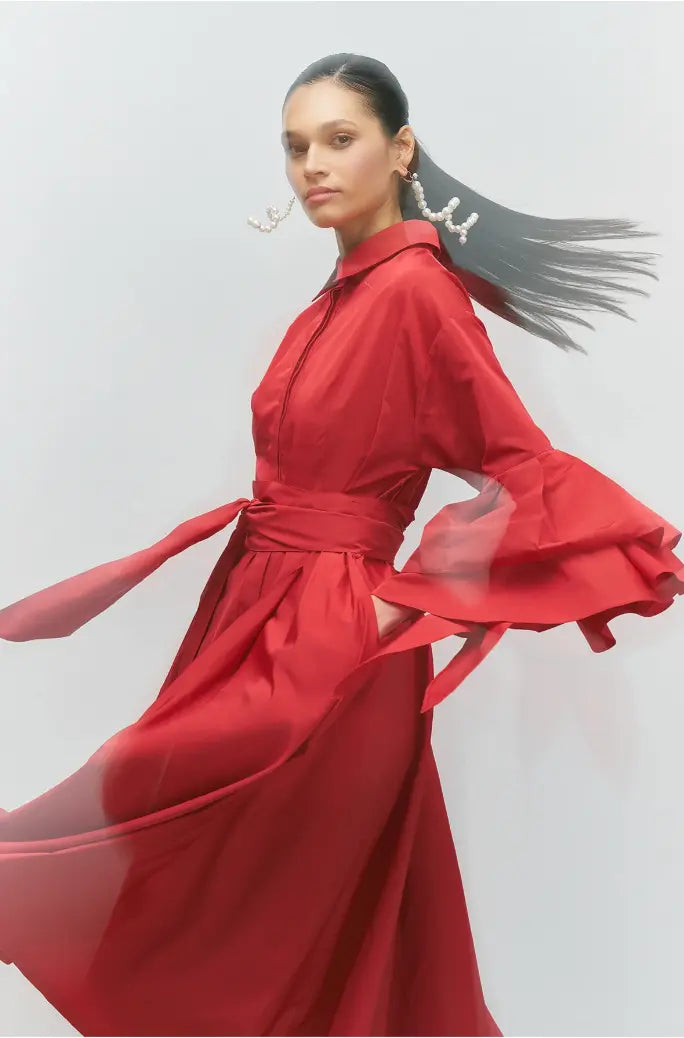 Women Belted Taffeta Dress 25SS-BC6003 Bize