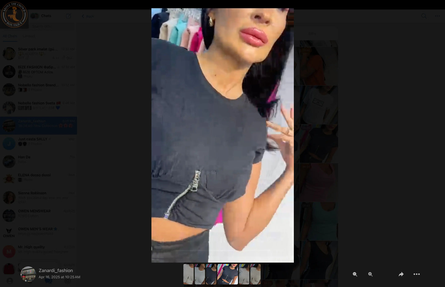 Women Crop Top with Zipper Decoration Zanardi Fashion