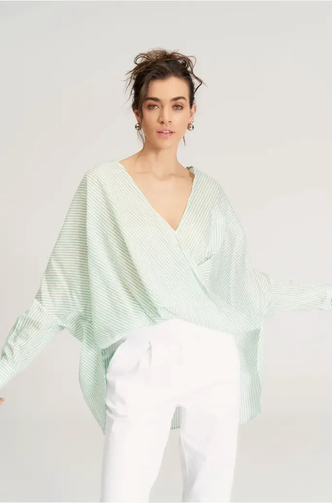 Women Double Breasted Shirt with Back Print 25SS-BZ151 Bize