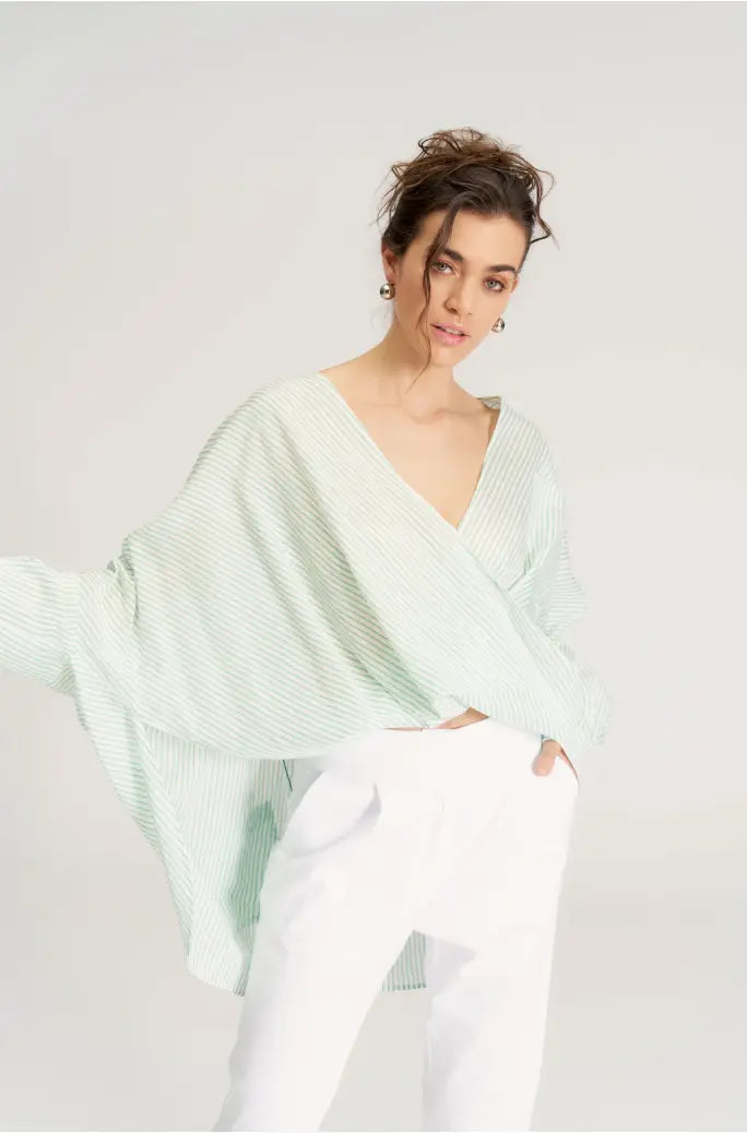 Women Double Breasted Shirt with Back Print 25SS-BZ151 Bize