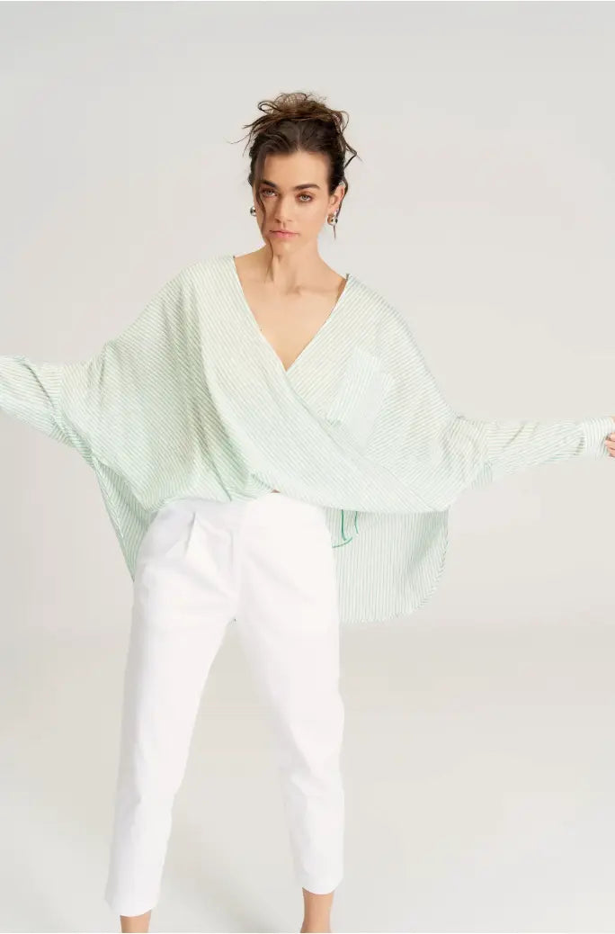 Women Double Breasted Shirt with Back Print 25SS-BZ151 Bize