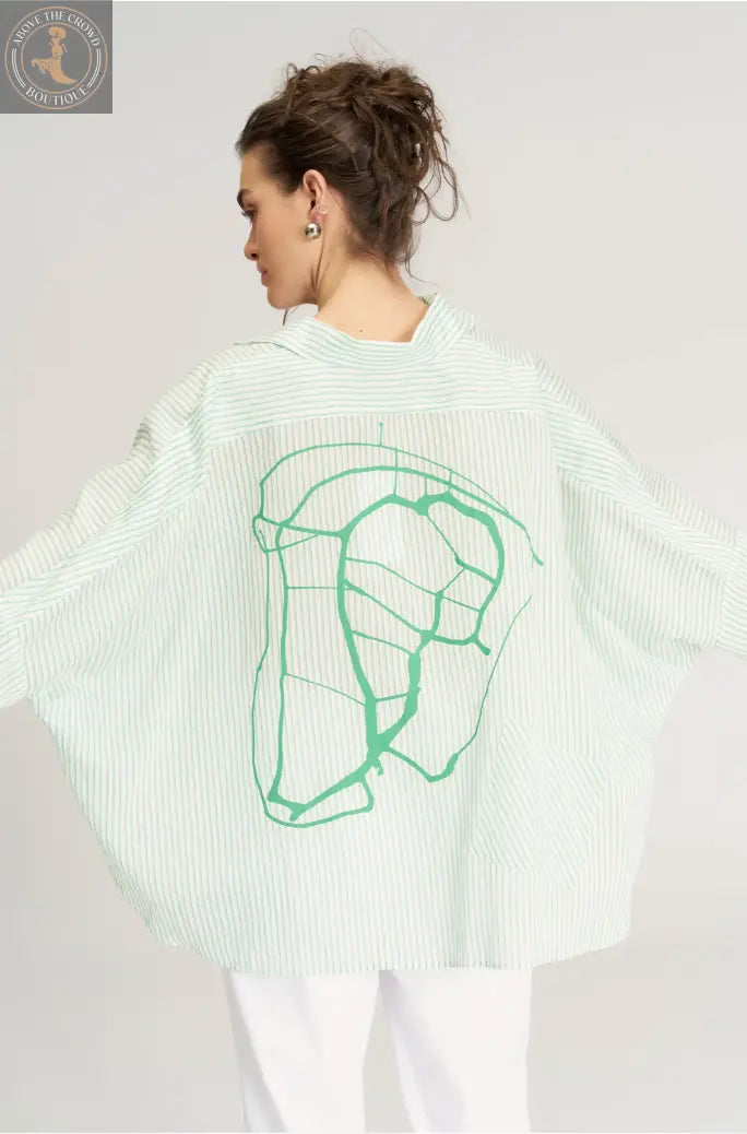 Women Double Breasted Shirt with Back Print 25SS-BZ151 Bize