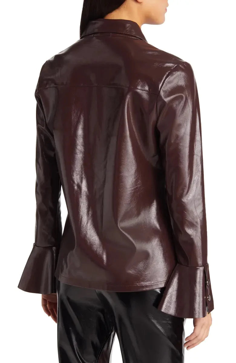 Women Faux Leather Shirt 3202 Amylynn
