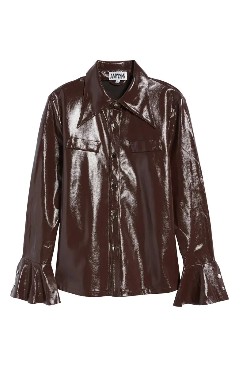 Women Faux Leather Shirt 3202 Amylynn