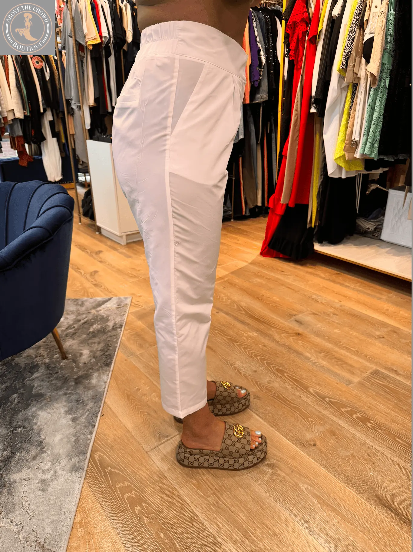 Women Taffeta White Cropped Pants 25SS-BZ3083 Bize