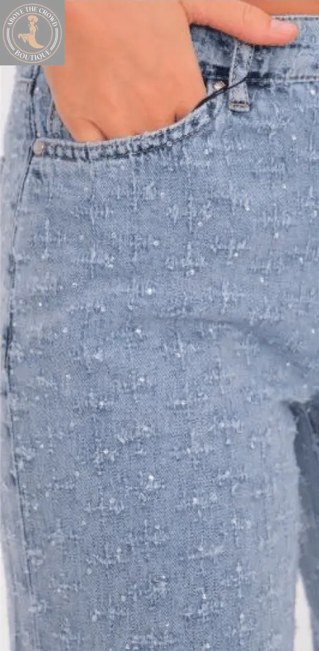 Women Wide Embroidery Sequin Jeans 7031 Nobello