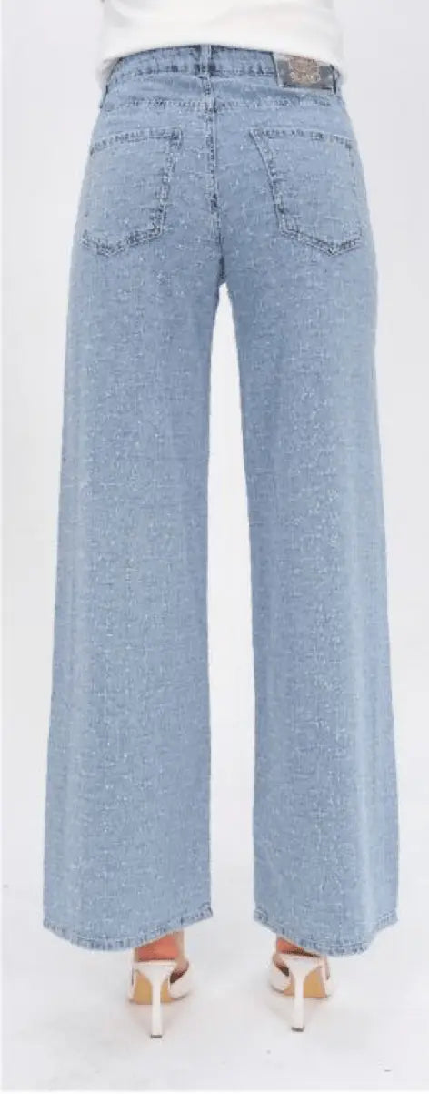 Women Wide Embroidery Sequin Jeans 7031 Nobello