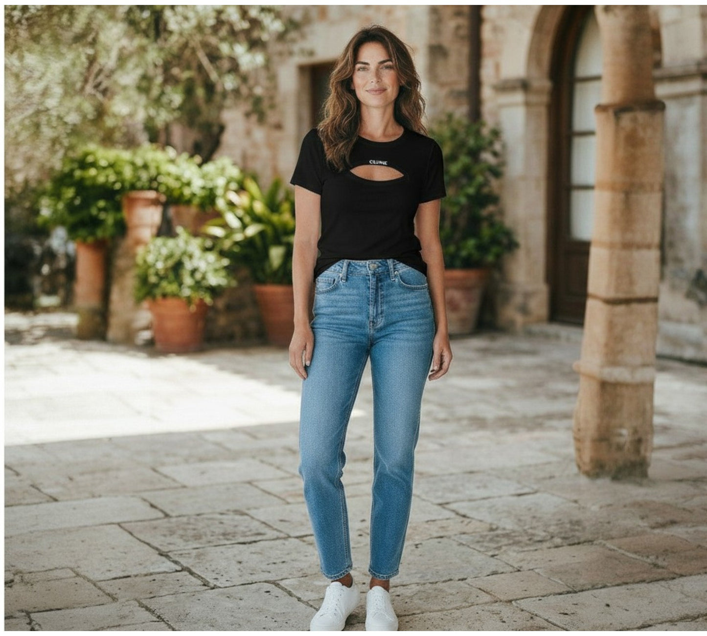 Women Front Slit Tailored T-Shirt CK2065