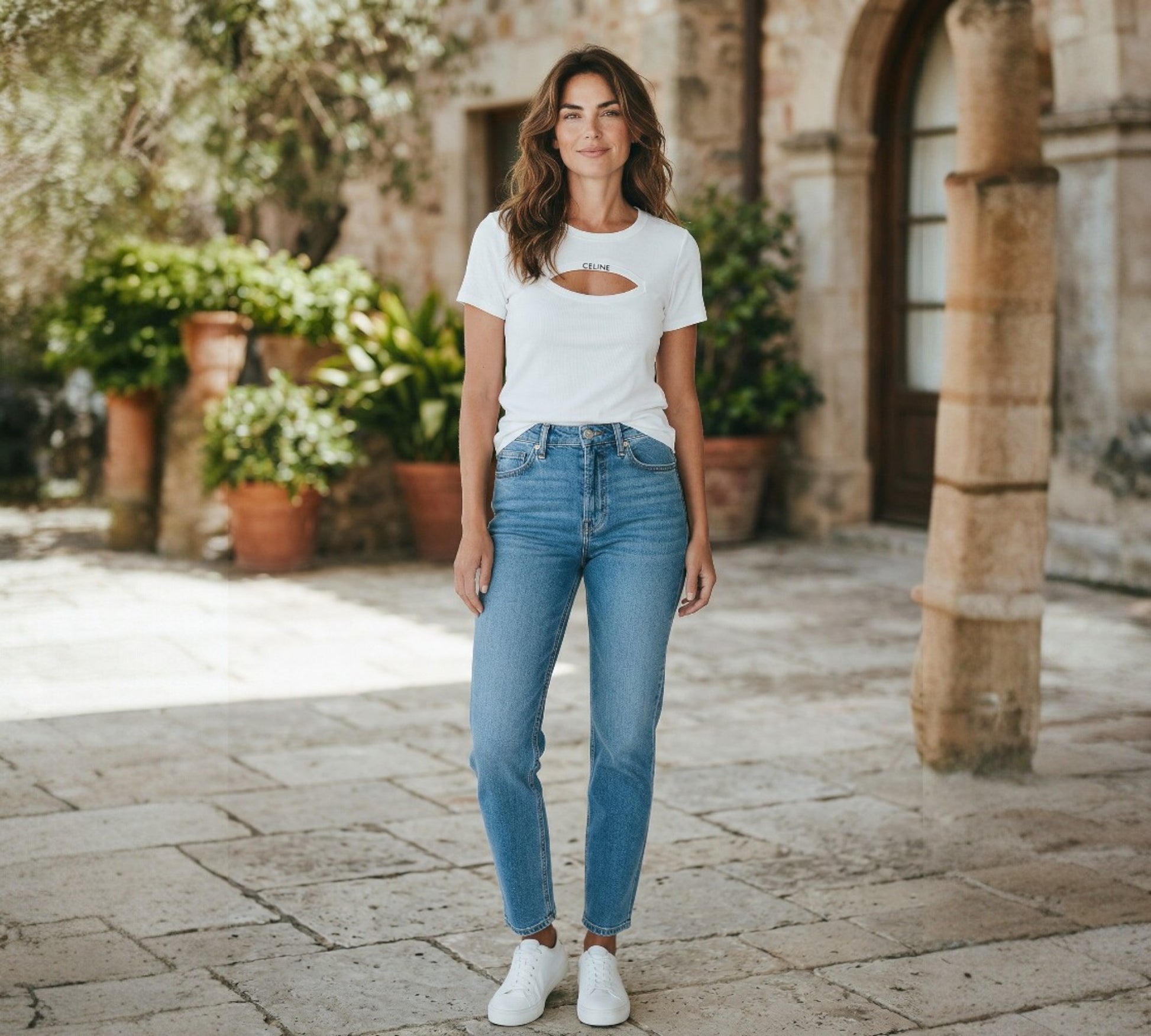 Women Tailored T-Shirt With Front Slit CK2065 Nobello - Above the Crowd Boutique