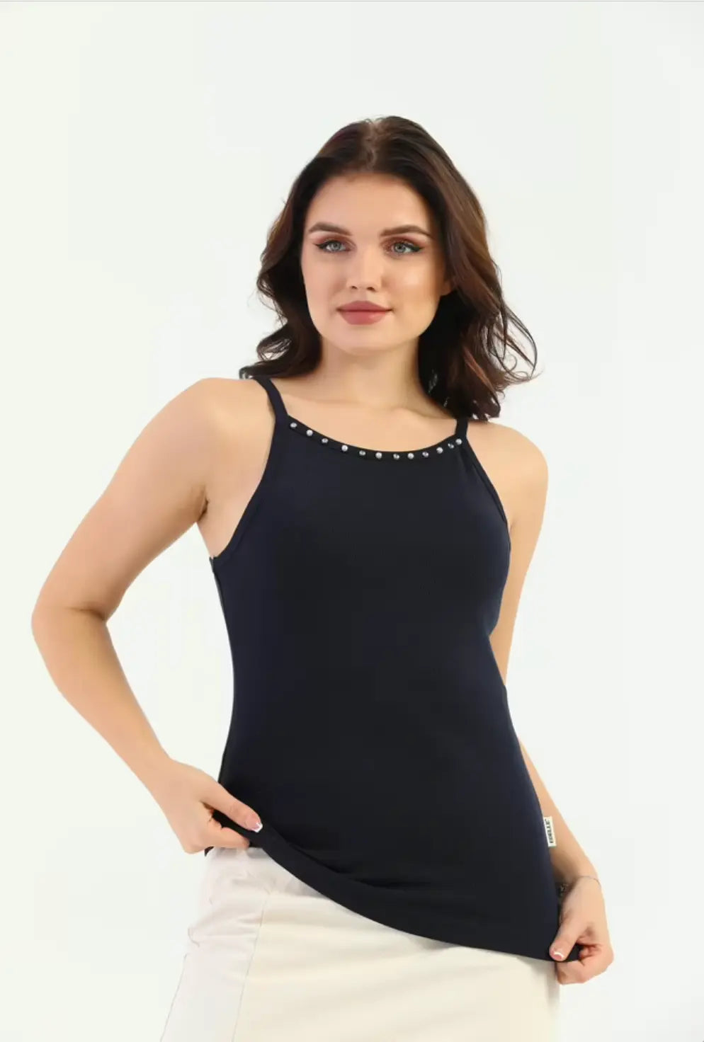 Women's Embroidered Strappy Tank Top Edelle