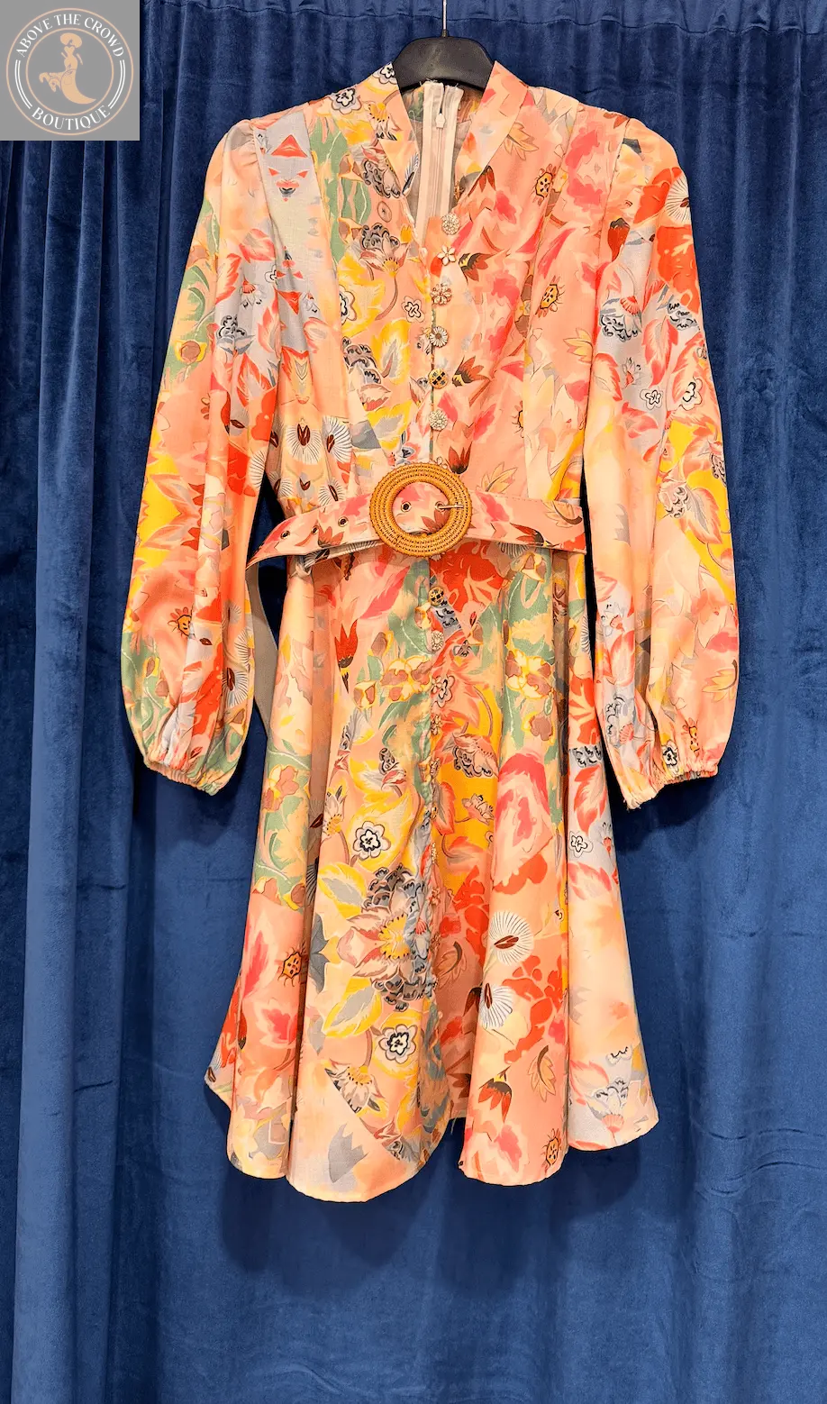 Women’s Multicolor Pastel Button-Front Dress with Belt PE9027 Beethoven