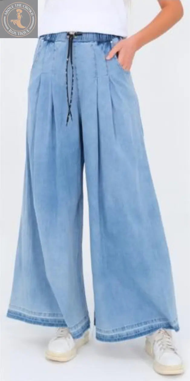 Women’s Wide-Leg Pleated Denim Pants 7034 Nobello