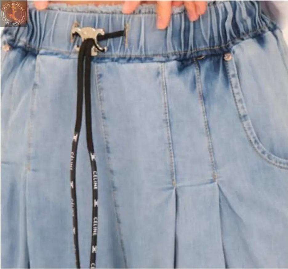 Women’s Wide-Leg Pleated Denim Pants 7034 Nobello