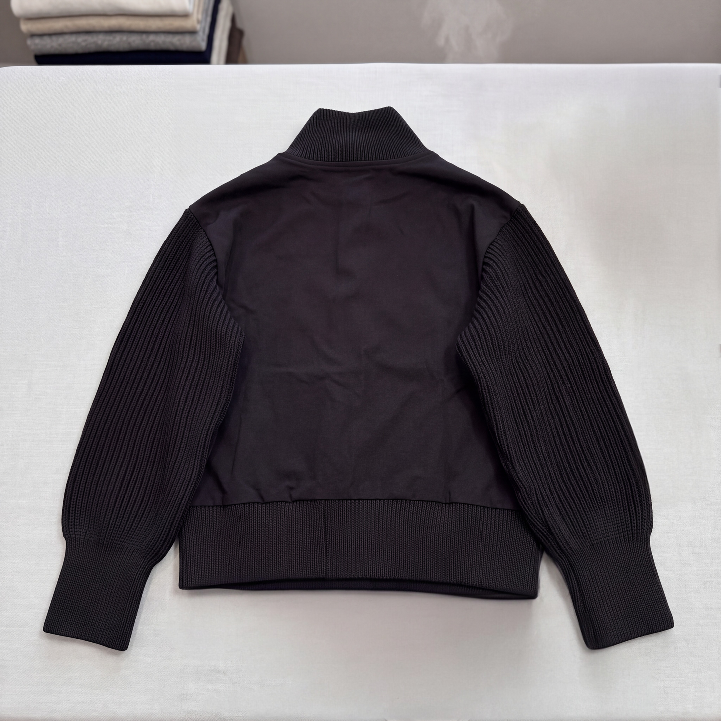 Black Luxury Knit-Trim Bomber Jacket & Jogger Pants Set - Above the Crowd Boutique