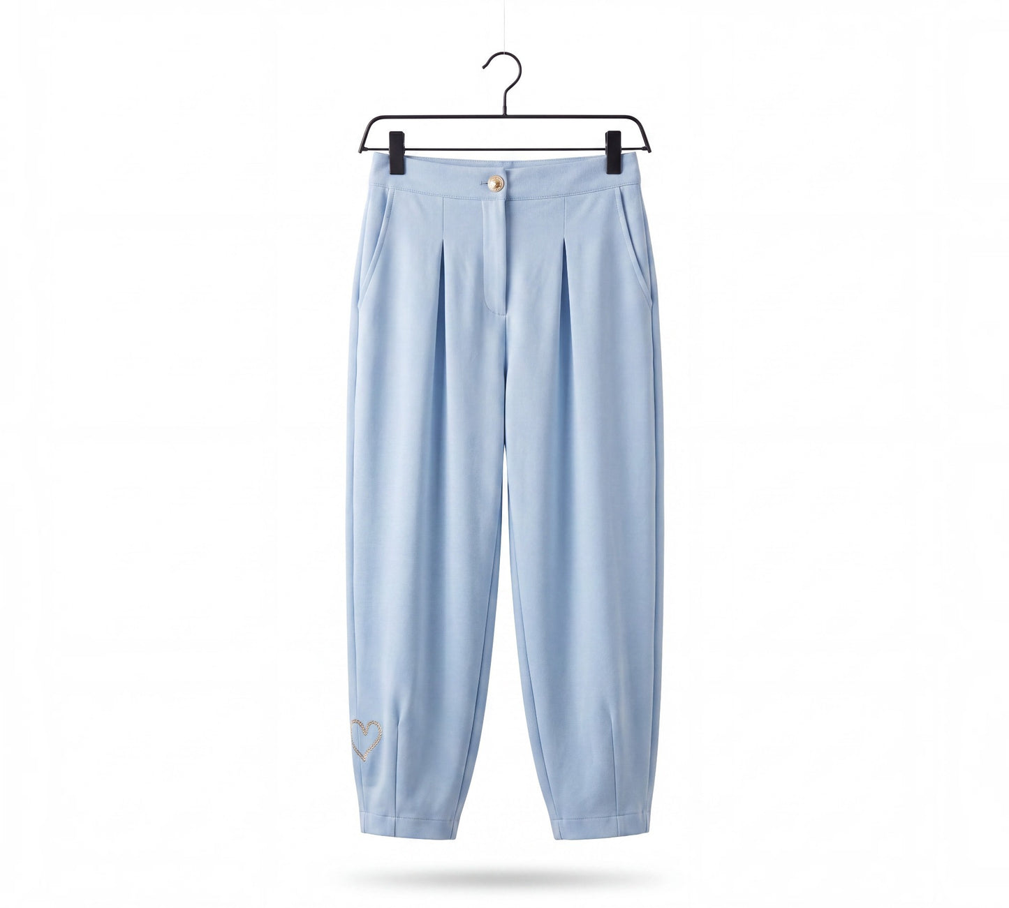 Powder Blue Embellished Sleeveless Blazer and Tapered Pants Suit - Above the Crowd Boutique