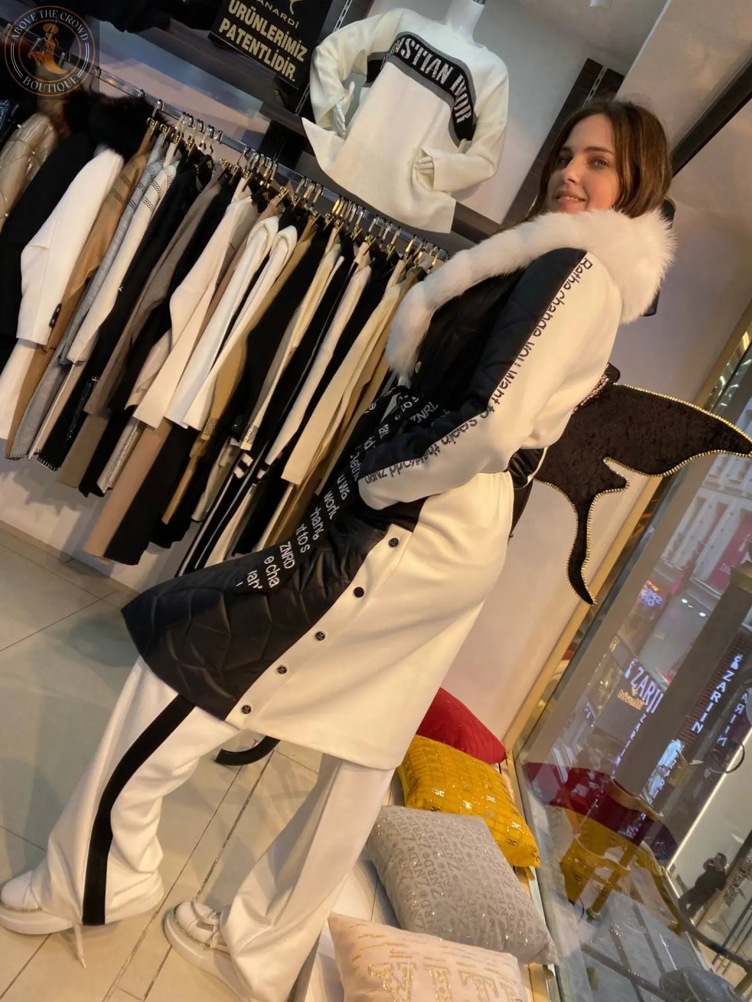 Zanardi Fashion Black and White Coat 1459 Zanardi Fashion