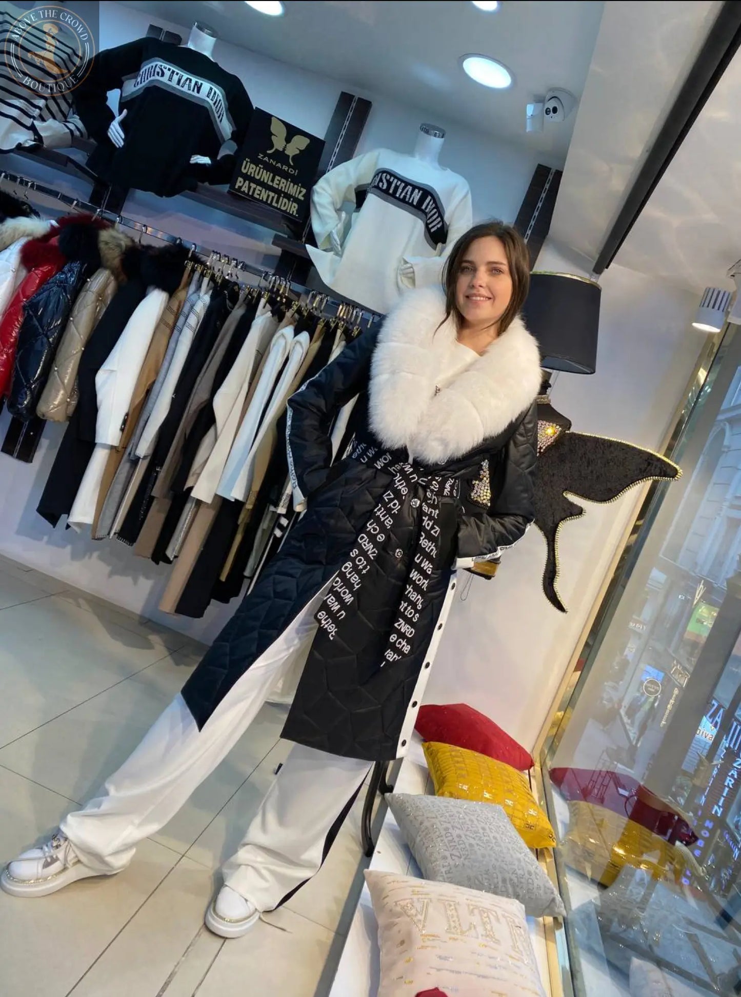 Zanardi Fashion Black and White Coat 1459 Zanardi Fashion