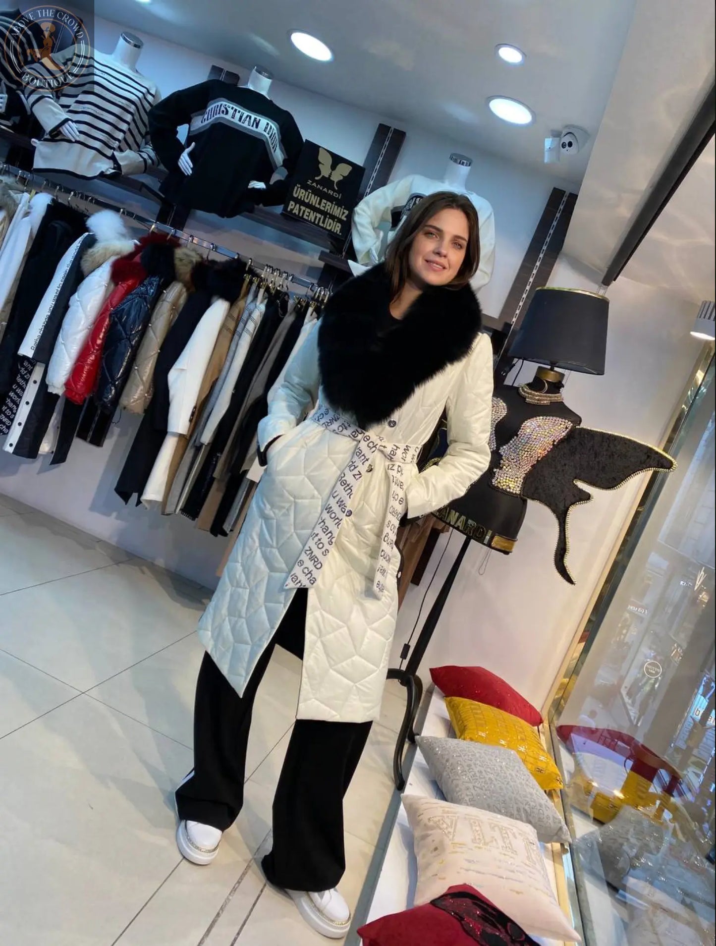 Zanardi Fashion Black and White Coat 1459 Zanardi Fashion