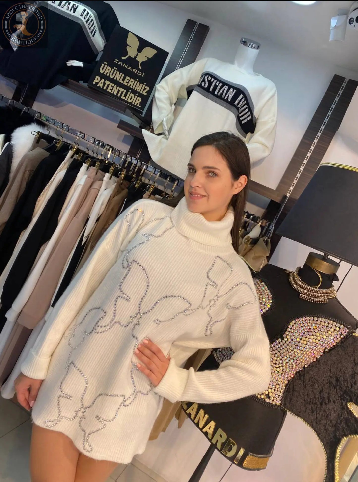 Zanardi Fashion Butterfly Crystal Knit Sweater – One Size Fits All Zanardi Fashion