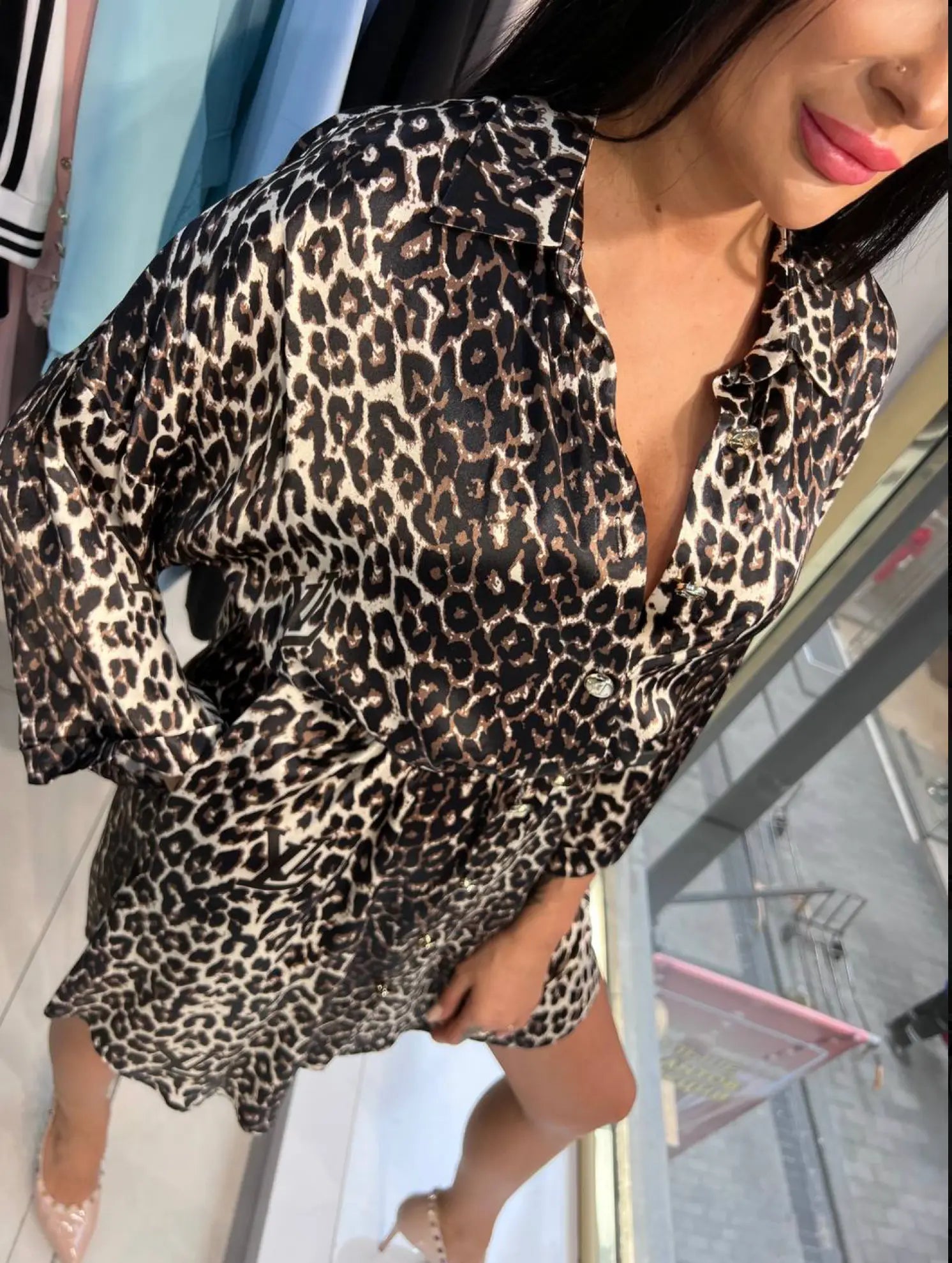 Zanardi Fashion Leopard Print Shirt Dress - European Style, Flattering Fit Zanardi Fashion