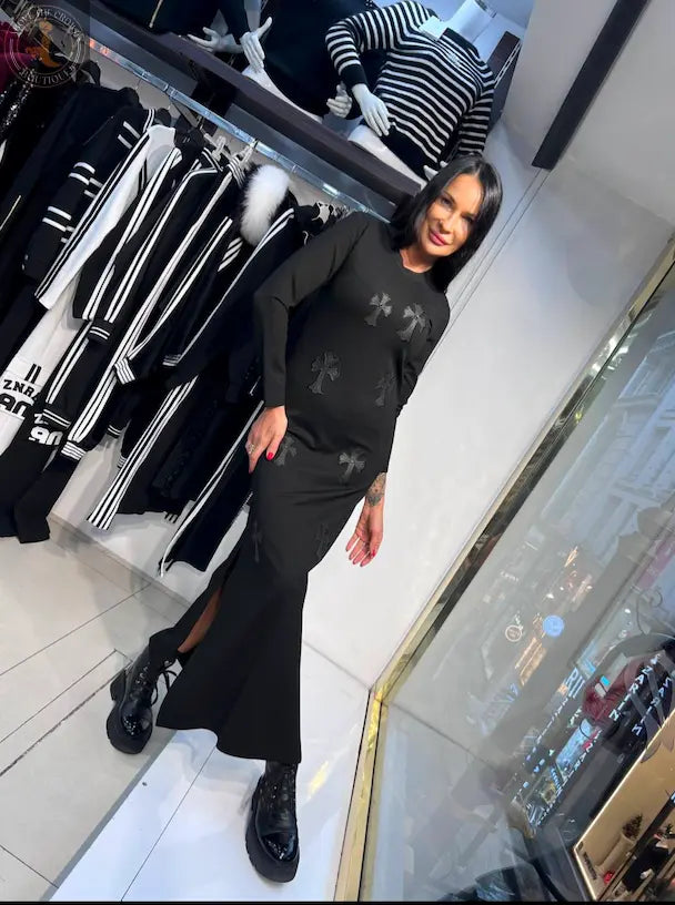 Zanardi Fashion Long Dress with Crosses Embellishment MSA002 Zanardi Fashion