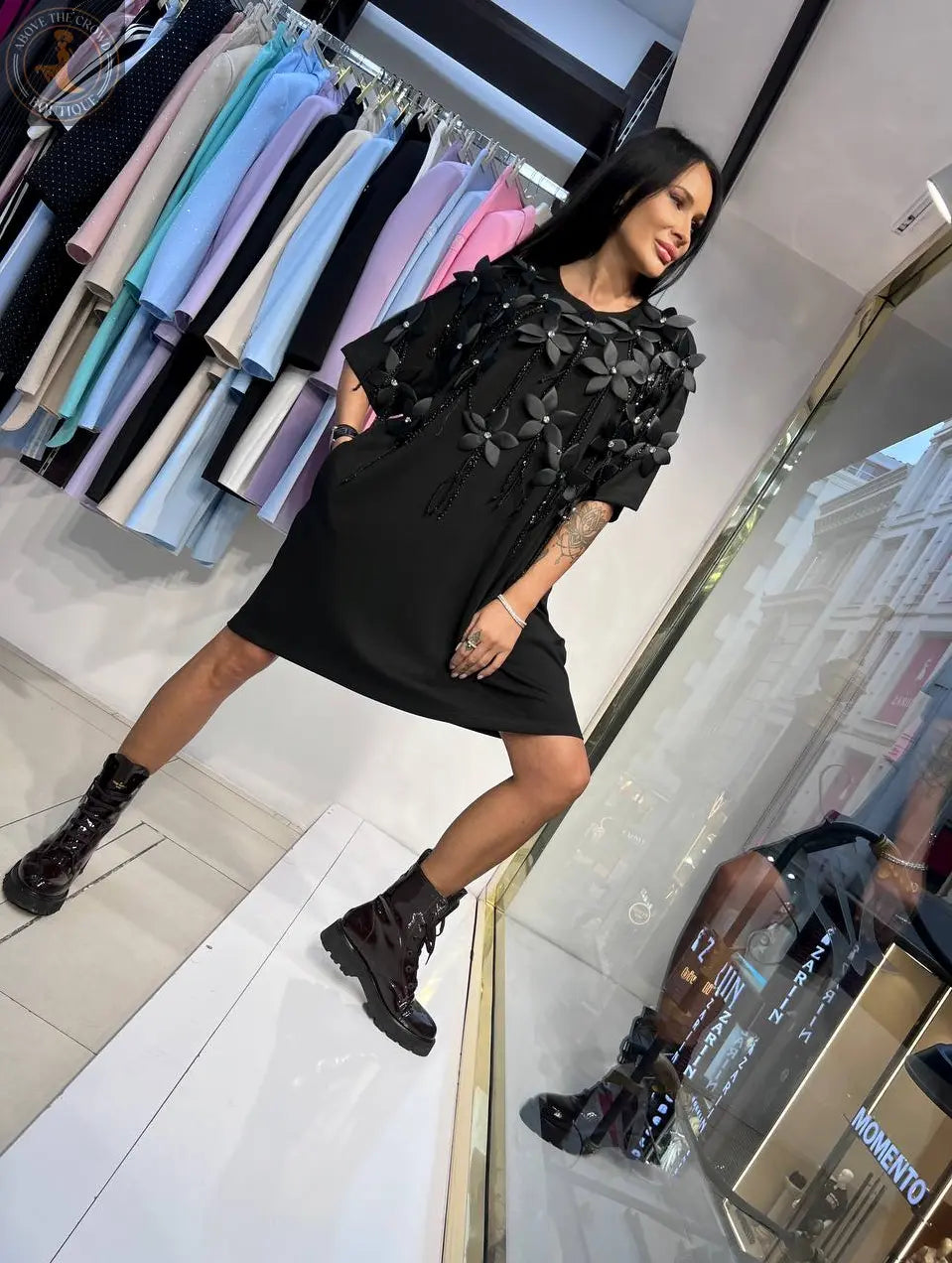 Zanardi Fashion Plus Size Flowers Appliques Dress SM-8094-B Zanardi