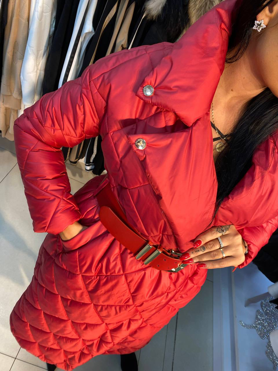 Zanardi Fashion Red Puffer Coat Zanardi Fashion