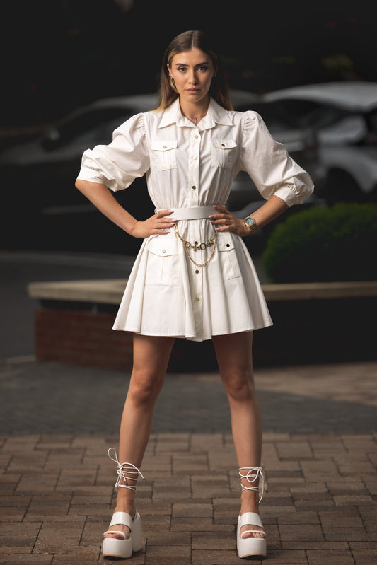 Zanardi Fashion White Button-Front Mini Dress Zanardi Fashion