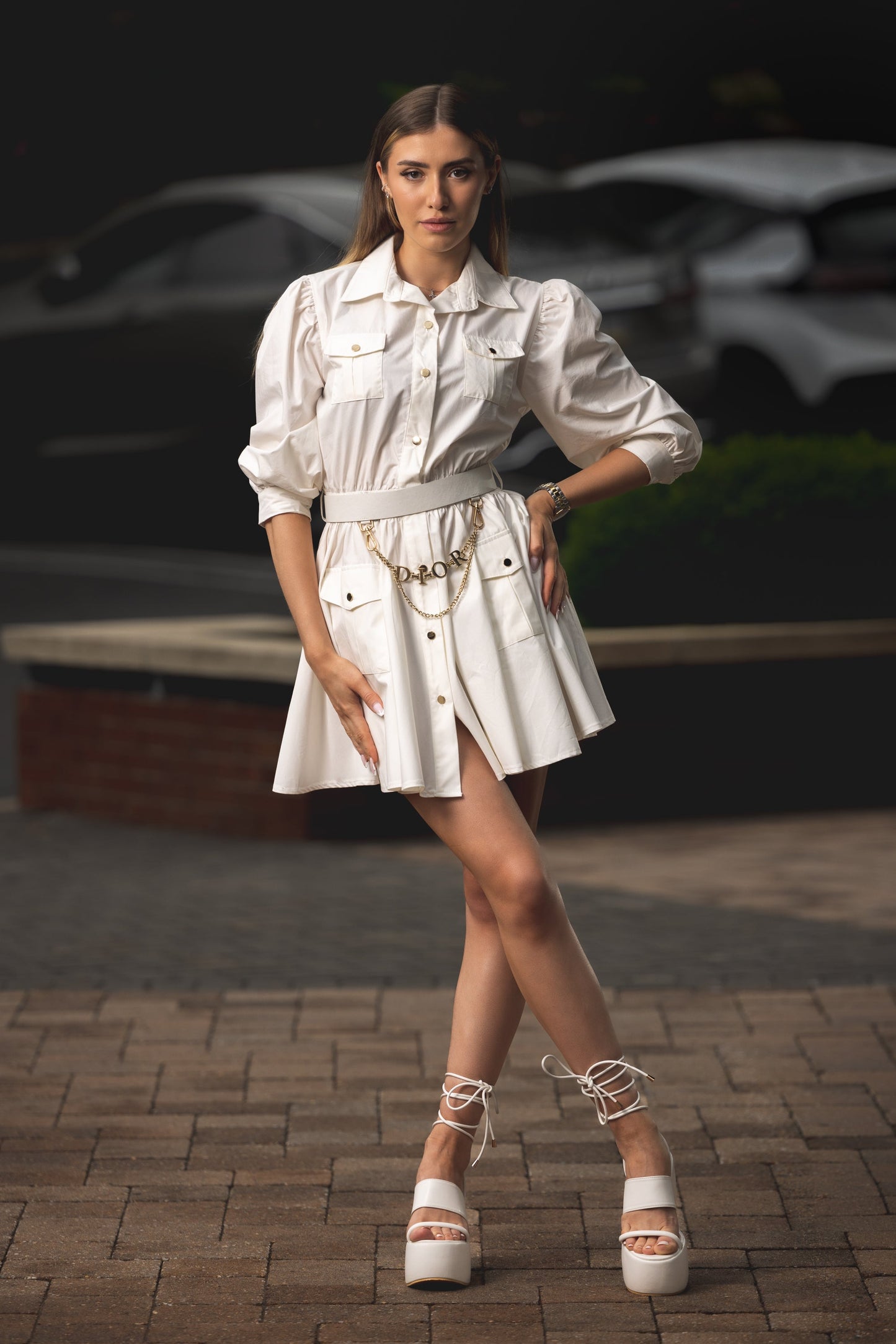 Zanardi Fashion White Button-Front Mini Dress Zanardi Fashion