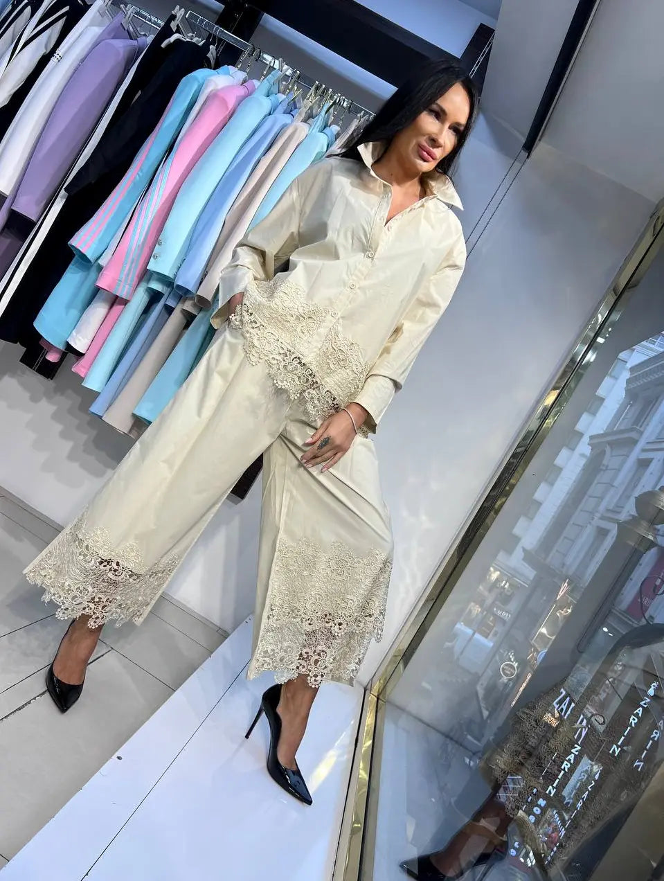 Zanardi Fashion Women Linen Pant Suit ERK-4015 Zanardi Fashion