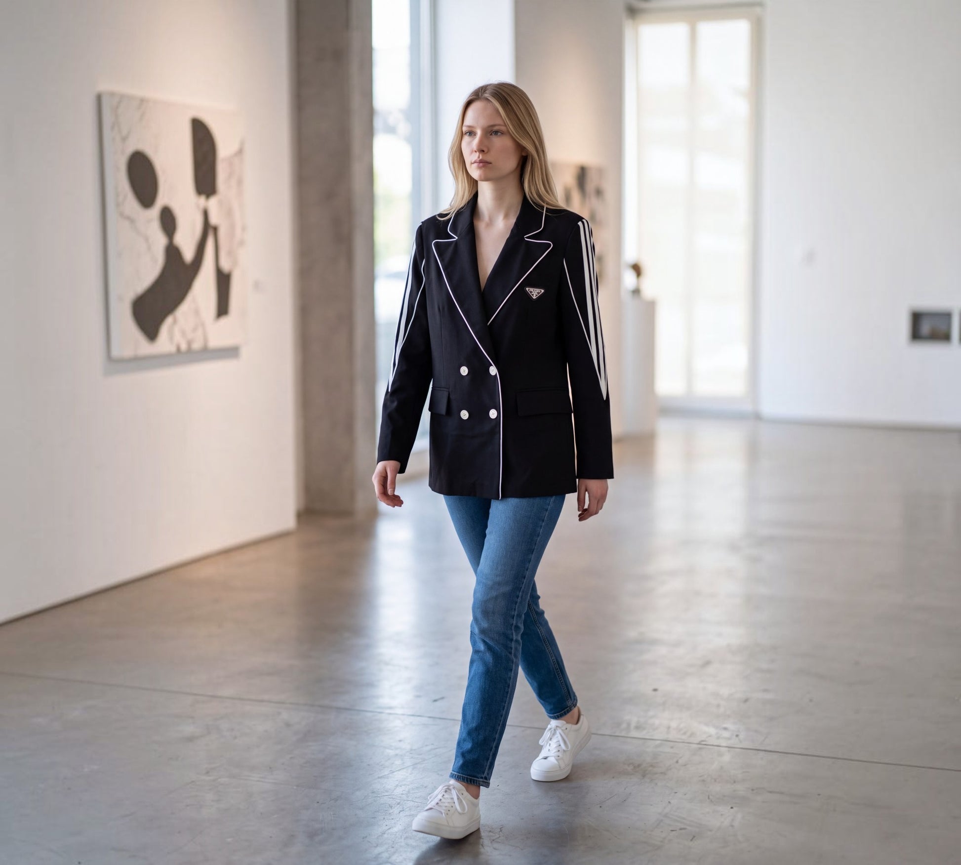 Black Contrast-Piping Double-Breasted Blazer - Above the Crowd Boutique