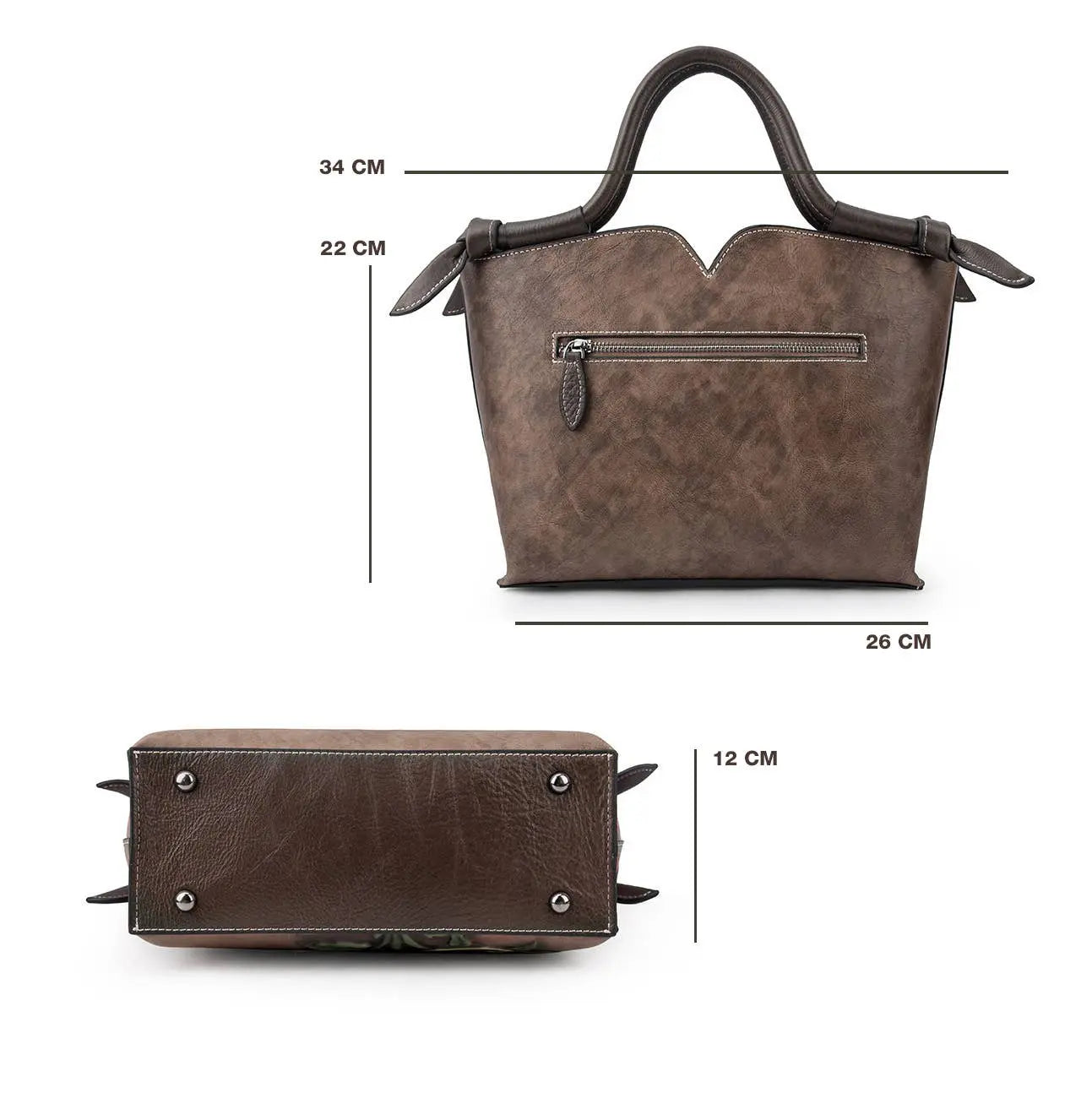 Zerimar Women's Leather Handbag – Floral Embossed Design Zerimar 1942