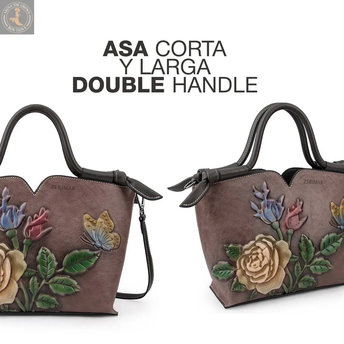 Zerimar Women's Leather Handbag – Floral Embossed Design Zerimar 1942