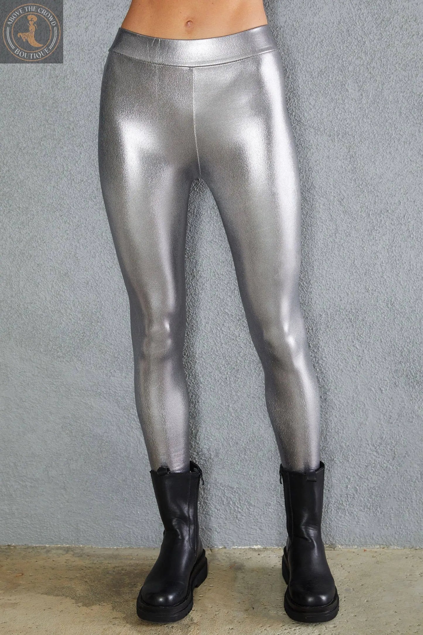 PU METALIC COATED LEGGINGS - Above the Crowd Boutique