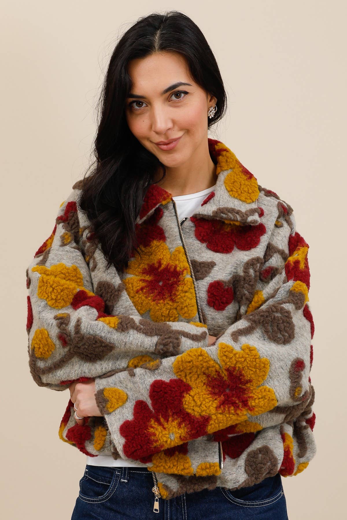 3D Floral Bouclé Wool Jacket – French Design - Above the Crowd Boutique