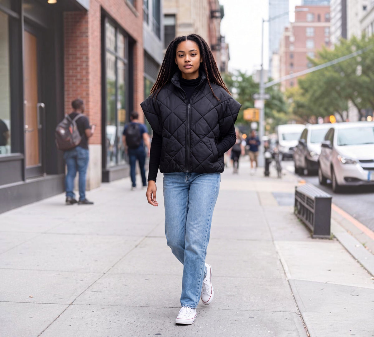 Short-Sleeve Down Puffer Jacket with High Collar - Above the Crowd Boutique