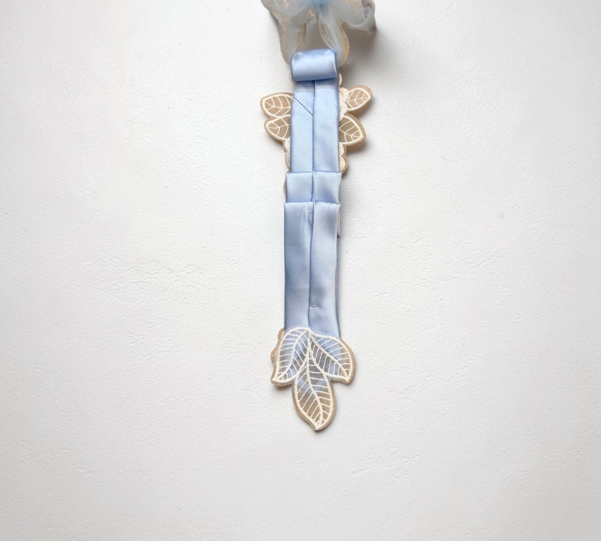 Handmade Powder Blue Lace Women’s Statement Necktie with Pearl Jewelry - Above the Crowd Boutique