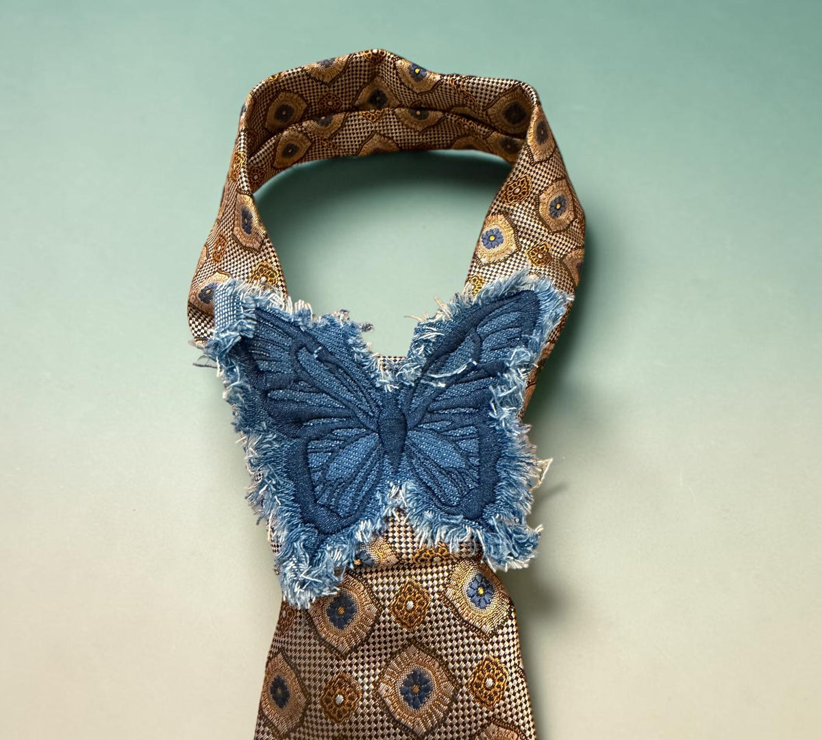 Handmade Denim Embellished Women’s Statement Necktie -Above the Crowd Boutique 