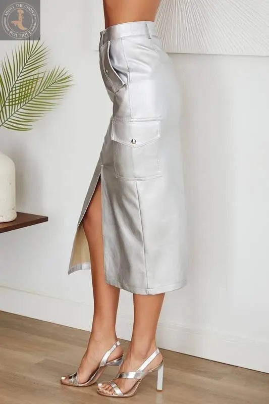 Venti6 MIDI SKIRT WITH CARGO POCKETS - Above the Crowd BOUTIQUE