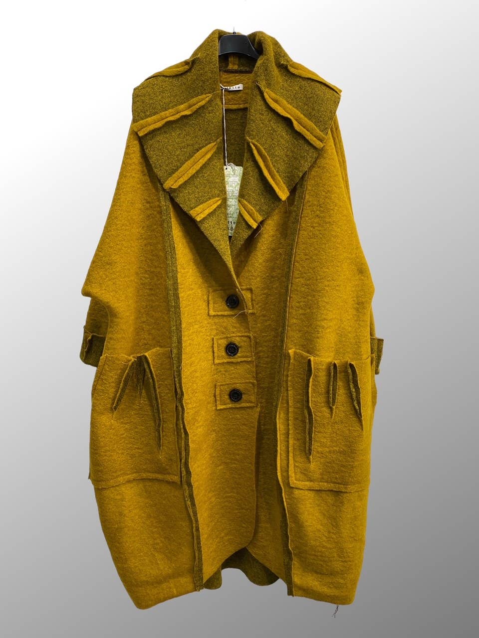 Avant-Garde Oversized Wool Blend Coat with Sculptural Collar