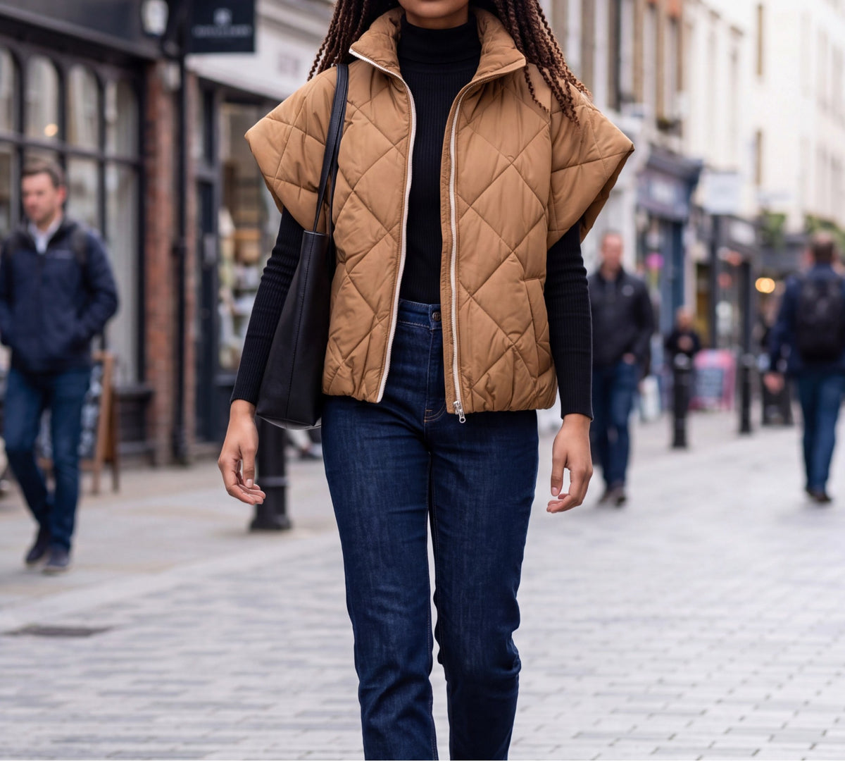 Short-Sleeve Down Puffer Jacket with High Collar - Above the Crowd Boutique