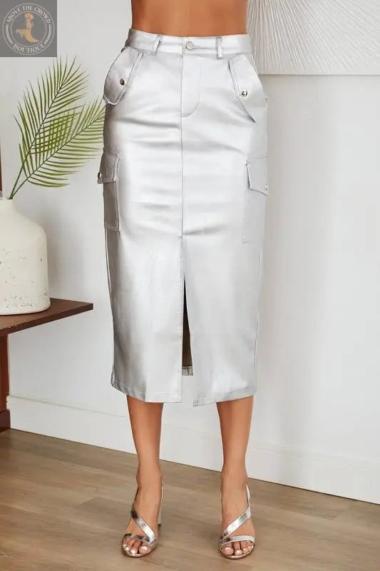 Venti6 MIDI SKIRT WITH CARGO POCKETS - Above the Crowd BOUTIQUE