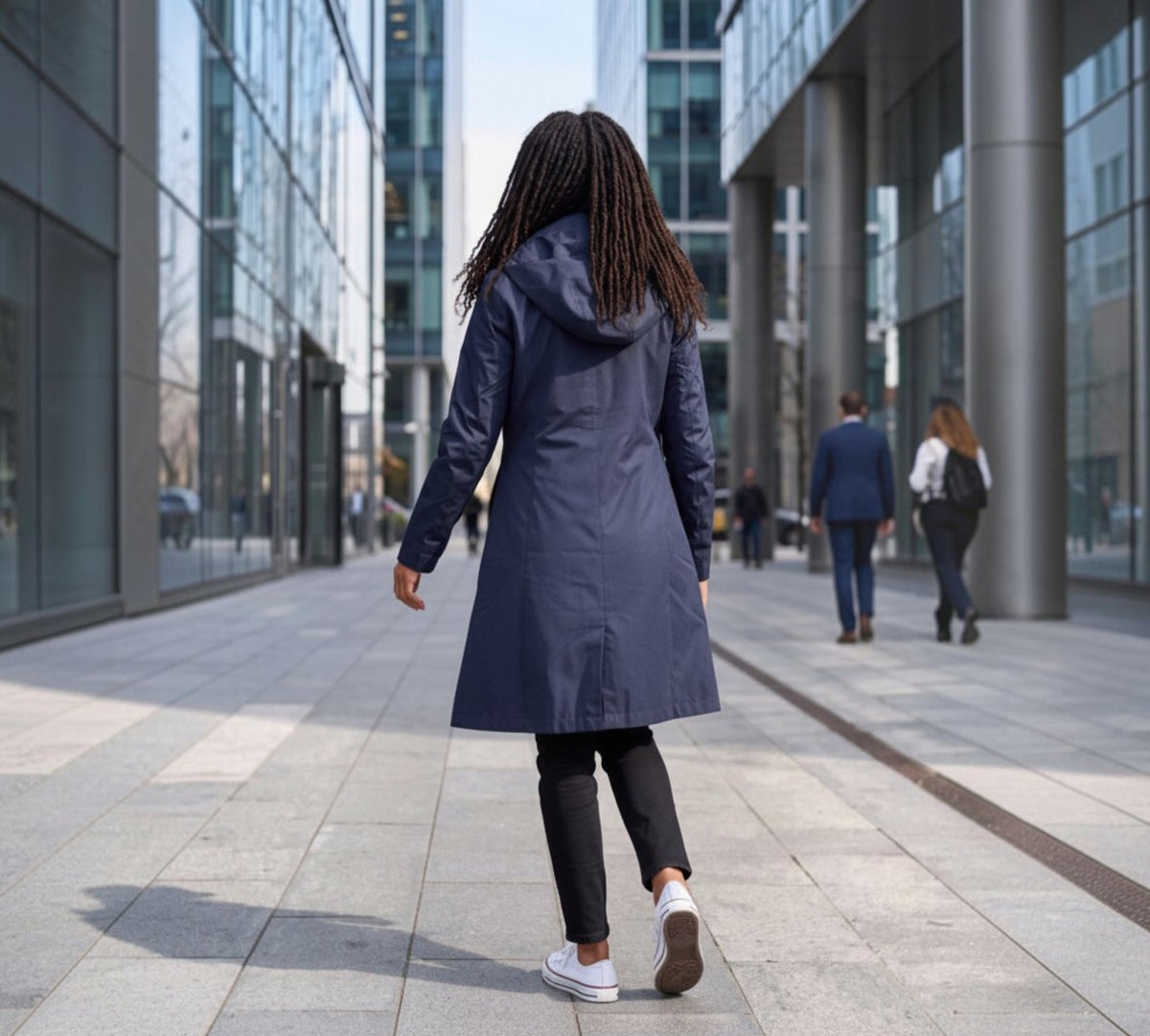 Ciao Milano CELINA Water-Resistant Hooded Raincoat – Navy - Above the Crowd Boutique
