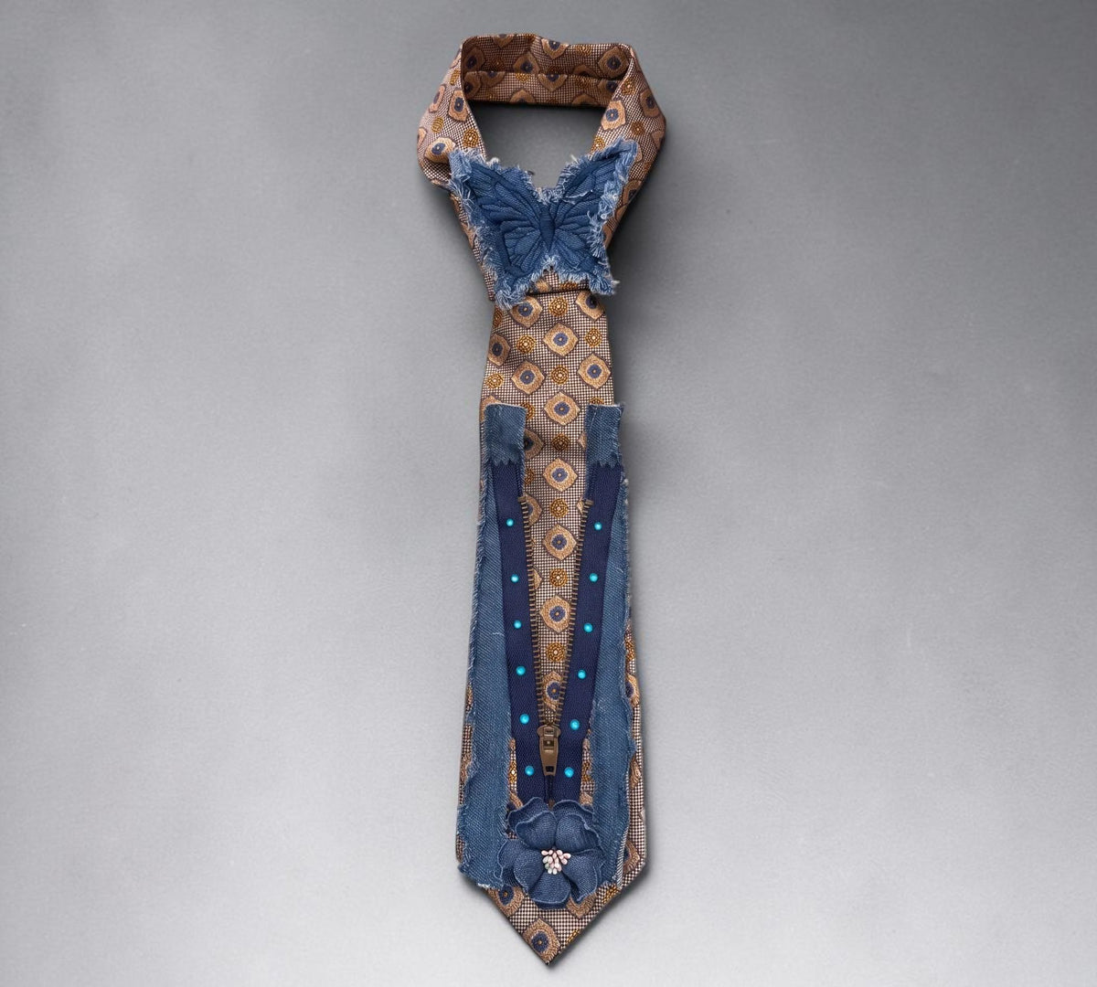 Handmade Denim Embellished Women’s Statement Necktie -Above the Crowd Boutique 