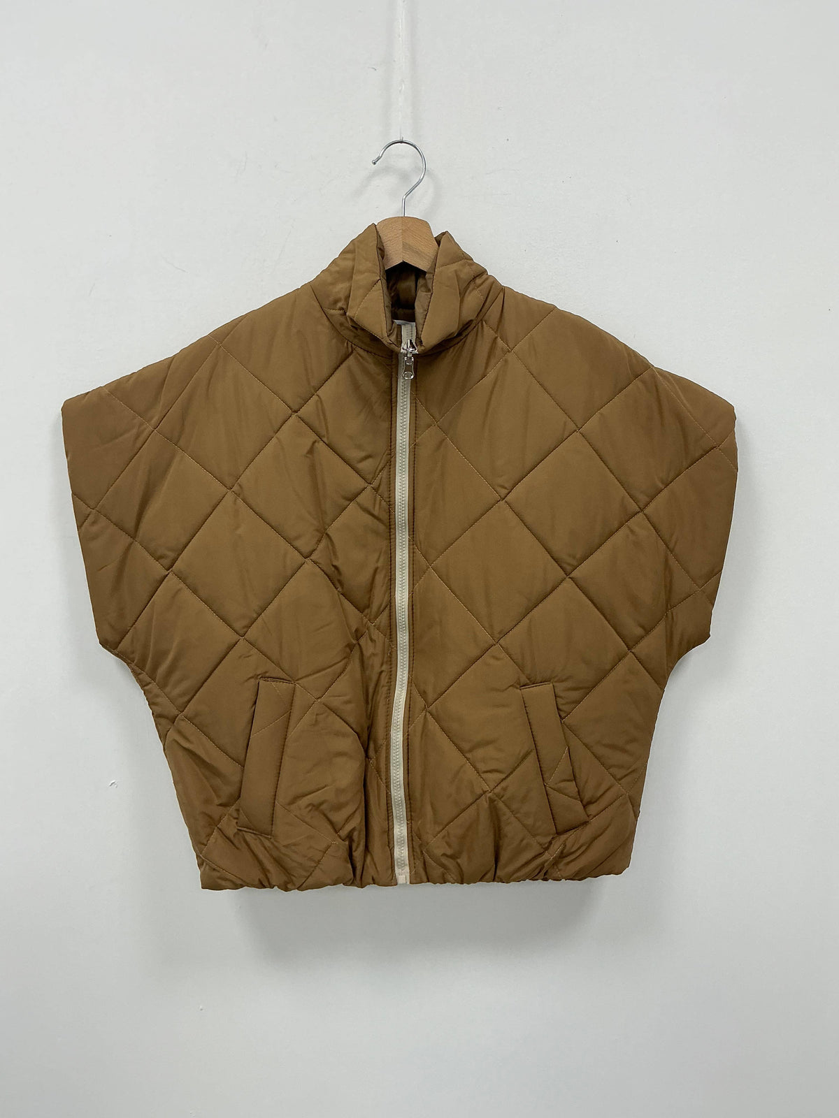 Short-Sleeve Down Puffer Jacket with High Collar - Above the Crowd Boutique